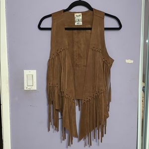 VOCAL APPAREL WOMEN'S TAUPE FRINGE VEST